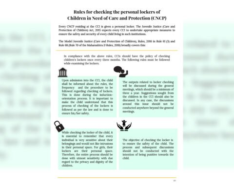rules for checking the personal lockers of children in need of care and protection (CNCP)